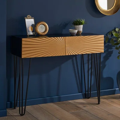 Dunelm Shyla 2 Drawer Console Table Gold