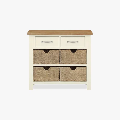 Dunelm Sidmouth Cream Console Table With Baskets Cream (Natural)