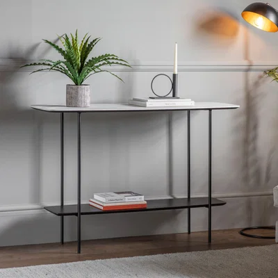 Dunelm Fairfield Console Table, Marble Effect White
