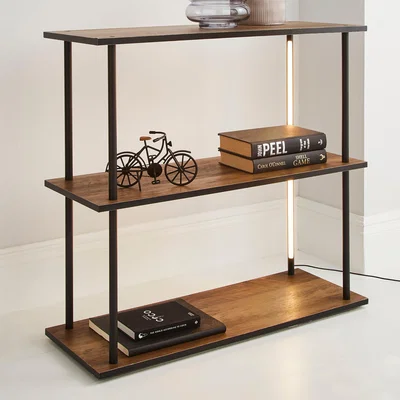 Dunelm Fulton Console Table with LED Lights Rustic Pine Pine (Brown)