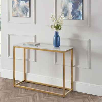 Dunelm Scala Marble Effect Gold Console Table Gold