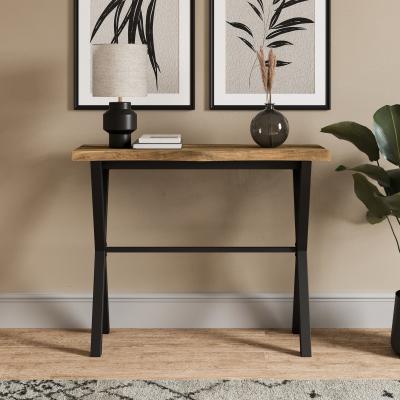 Dunelm Ezra Console Table, Rustic Wood Effect Rustic Oak Effect