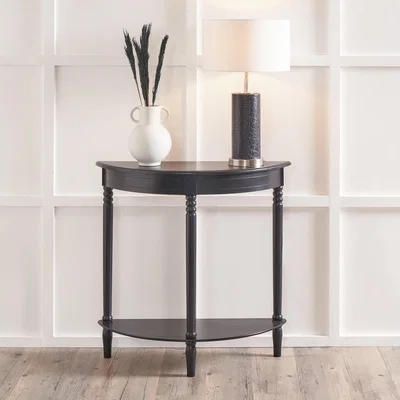Dunelm Heritage Half Moon Console Table, Black Pine Black