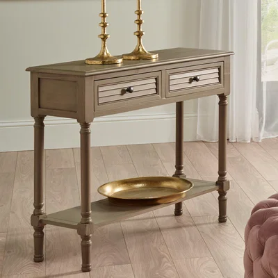 Dunelm Pacific Ashwell Rectangle Console Table, Taupe Painted Pine Taupe