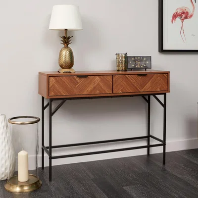 Dunelm Rowe 2 Drawer Console Table Dark Wood (Brown)