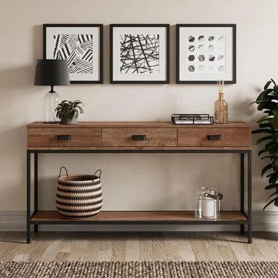 Dunelm Fulton Extra Wide Console Table, Pine Effect