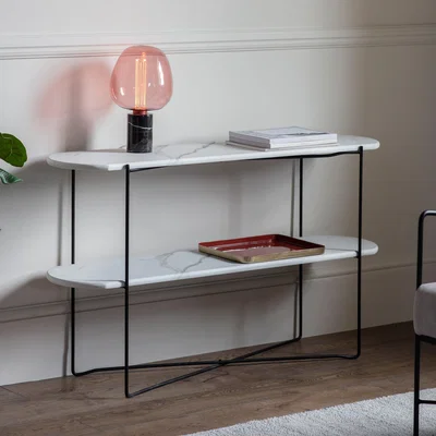 Dunelm Ouray Console Table, White Marble Effect White