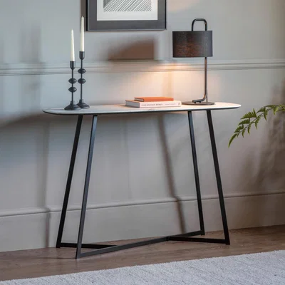 Dunelm Milford Console Table, White Marble Effect White