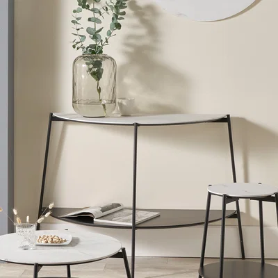 Dunelm Pacific Marchello Console Table, Marble Effect White