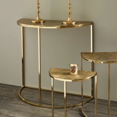 Dunelm Pacific Ginko Console Table, Gold Aluminium Gold