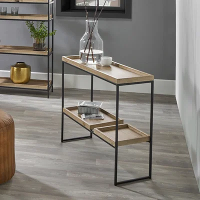 Dunelm Pacific Gallery Lam Console Table, Light Wood Effect Natural