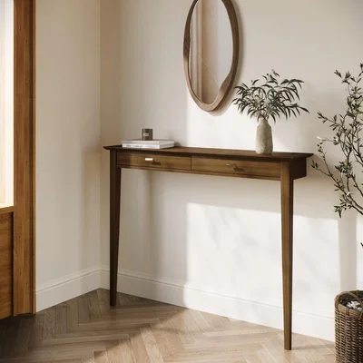 Furniture123 Small & Narrow Walnut Console Table  - 115cm - Noa