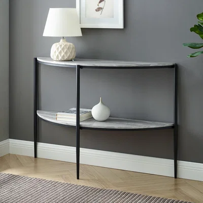 Furniture123 Grey Marble Half Moon Console Table - Foster