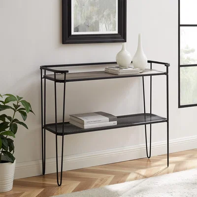 Furniture123 Black Metal Console Table with Storage - Foster