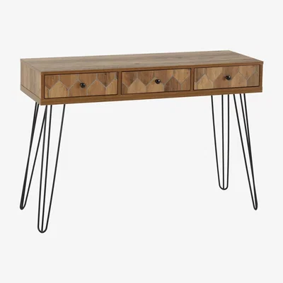 Furniture123 Ottawa Oak Effect & Black 3 Drawer Console Table - Seconique