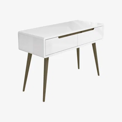 Furniture123 White Gloss Console Table with 2 Storage Drawers - Gia