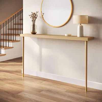 Furniture123 Large & Narrow Weathered Oak Console Table - 150cm - Rayne