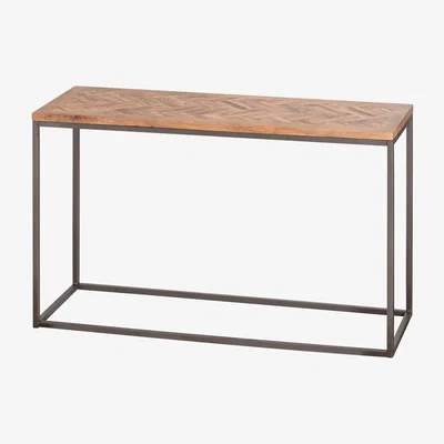 Furniture123 Brown Wooden Herringbone Console Table - Hoxton