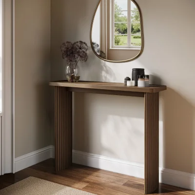 Furniture123 Slim & Narrow Walnut Finish Console Table - Jarel