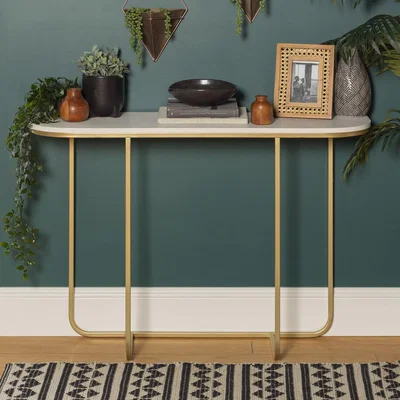 Furniture123 Foster White Marble Console Table with Gold Base