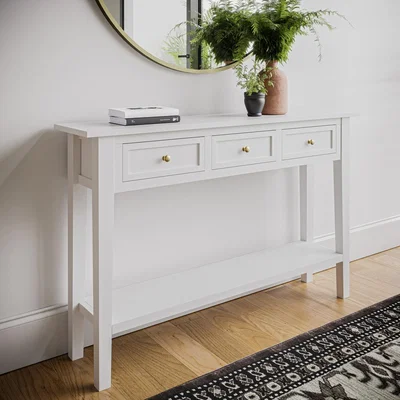 Furniture123 Narrow White Wood Console Table With Drawers - Elms