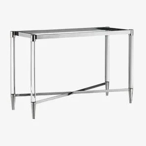 Furniture123 Glass Console Table with Silver Frame - Marissa