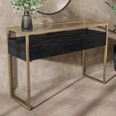 Furniture123 Large Black Console Table with Drawers - Akila