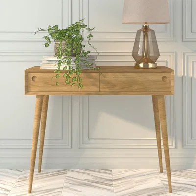 Furniture123 Solid Oak Console Table with Drawers - Scandi - Briana