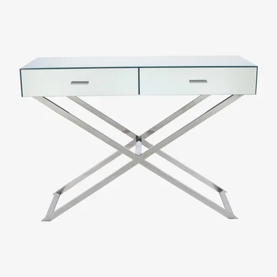 Furniture123 Silver Mirrored Glass & Metal Console Table