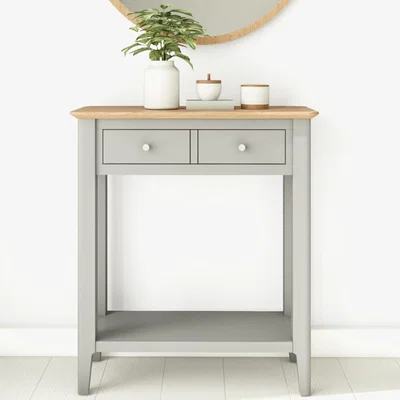 Furniture123 Narrow Grey Painted and Oak Console Table with Drawers - Adeline