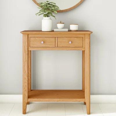 Furniture123 Narrow Solid Oak Console Table with Drawers - Adeline