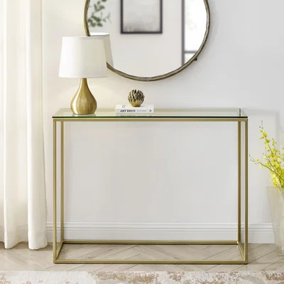Furniture123 Gold Console Table with Glass Top