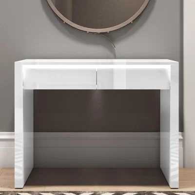 Furniture123 White Gloss Console Table with Drawers and LED Lights  -Tiffany