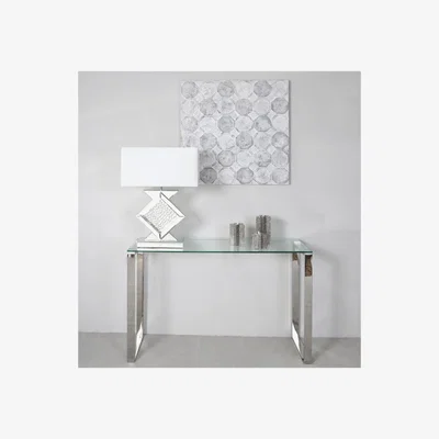 Furniture123 Stainless Steel Console Table with Glass Top