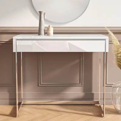 Furniture123 Small White High Gloss Console Table with Drawer - Tiffany