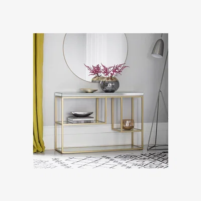 Furniture123 Pippard Mirrored Console Table in Champagne- Caspian House
