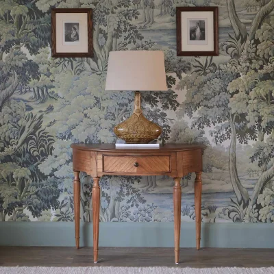French Bedroom Cavendish Honey Demi Lune Console Table