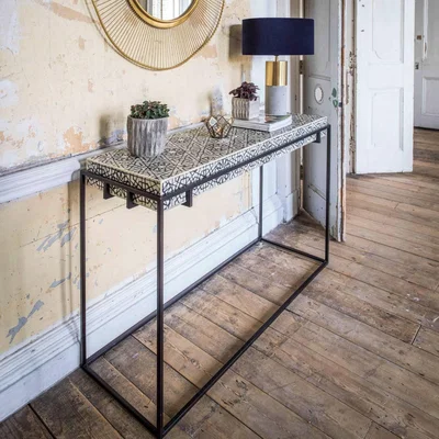 Graham & Green Miles Black and White Bone Inlay Console Table