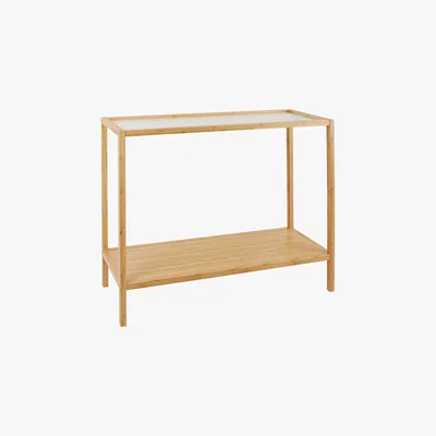 Habitat Drew Bamboo And White Lacquer Console Table, Natural