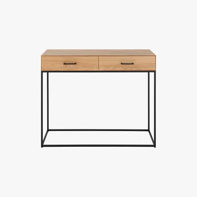 Habitat Odell Ash And Black Metal Console Table With 2 Drawers, Black