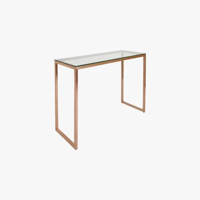 Habitat Tilda Glass Console Table With Copper Base, Clear Glass And Copper