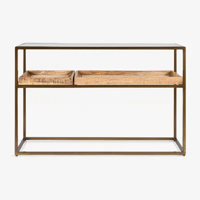 John Lewis Nkuku Luzon Display Console Table, Brass