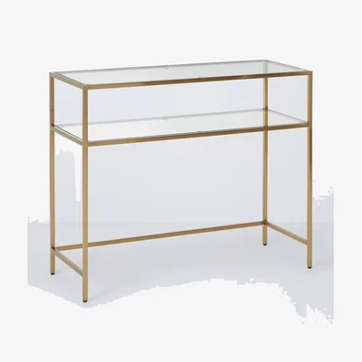 John Lewis John Lewis Langham Rectangular Glass Console Table, Brass