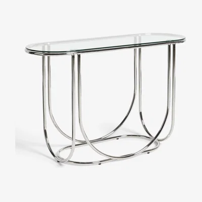 John Lewis John Lewis & Partners Loop Glass Console Table, Clear/Silver