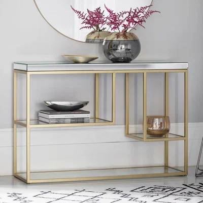 Knees Pippard Metal Console Table - Champagne