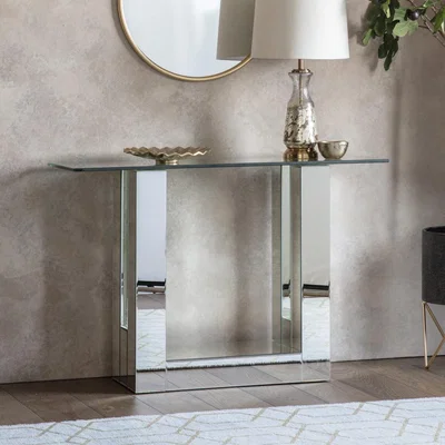 Knees Kemper Mirrored Console Table - Silver
