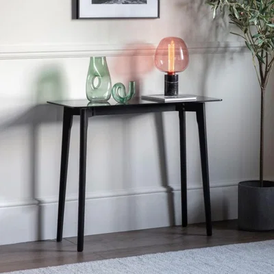 Knees Blair 90cm Rectangle Tempered Glass Console Table - Black