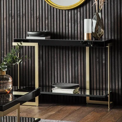 Knees Ardella Glass Console Table - Black