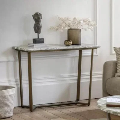 Knees Lusso Console Table - Green Marble