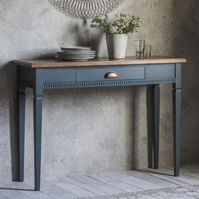 Knees Hellas Mahogany 1 Drawer Console Table - Blue
